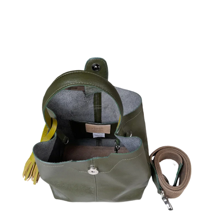 Camila große olivgrüne Lederhandtasche für Frauen