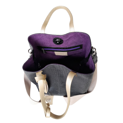 Giulia Reptil schwarze Lederhandtasche für Frauen