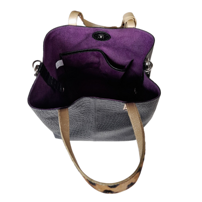 Giulia Reptil schwarze Lederhandtasche für Frauen