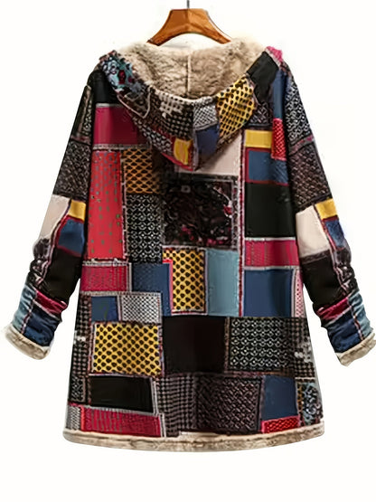 Arwen™ – Flauschige bedruckte Jacke mit Kapuze