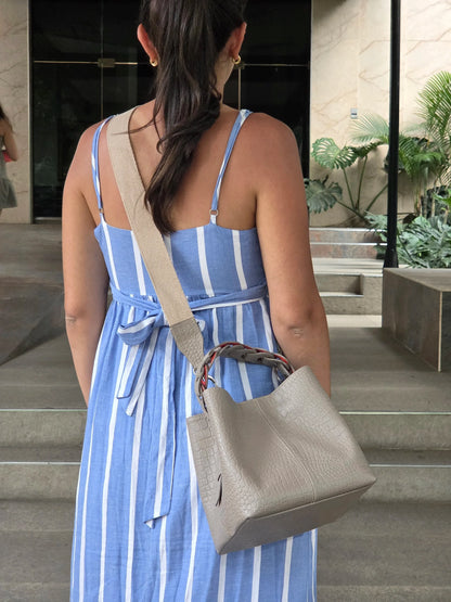 Kleine Lederhandtasche für Frauen Simona Reptil Taupe