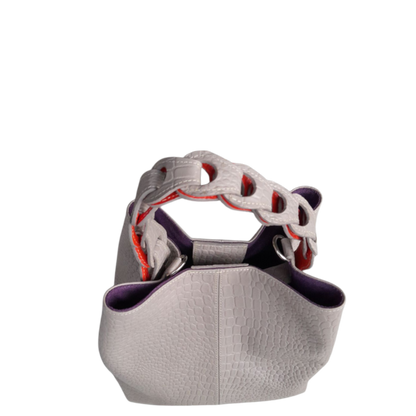 Kleine Lederhandtasche für Frauen Simona Reptil Taupe