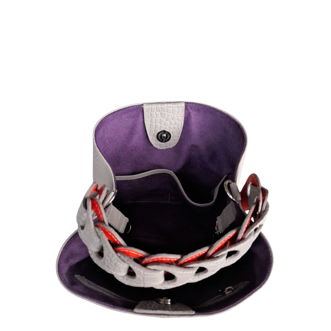 Kleine Lederhandtasche für Frauen Simona Reptil Taupe