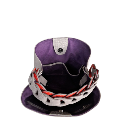 Kleine Lederhandtasche für Frauen Simona Reptil Taupe