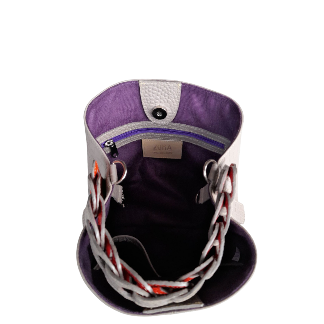 Kleine Lederhandtasche für Frauen Simona Reptil Taupe