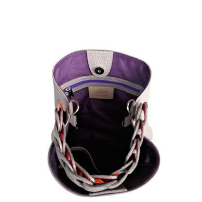 Kleine Lederhandtasche für Frauen Simona Reptil Taupe