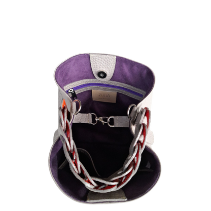 Kleine Lederhandtasche für Frauen Simona Reptil Taupe