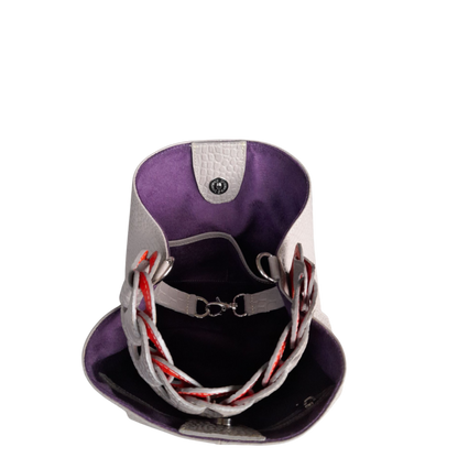 Kleine Lederhandtasche für Frauen Simona Reptil Taupe