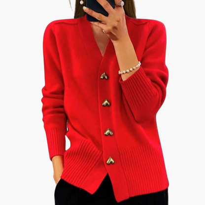 Holly | Eleganter Cardigan mit Herzknöpfen