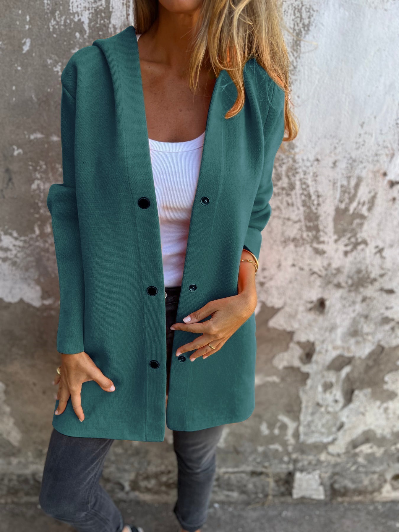 Jacqueline | Lässige Kapuzenjacke mit Knöpfen