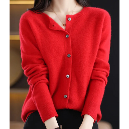THARAH | Damen O-Ausschnitt Strickjacken-Pullover