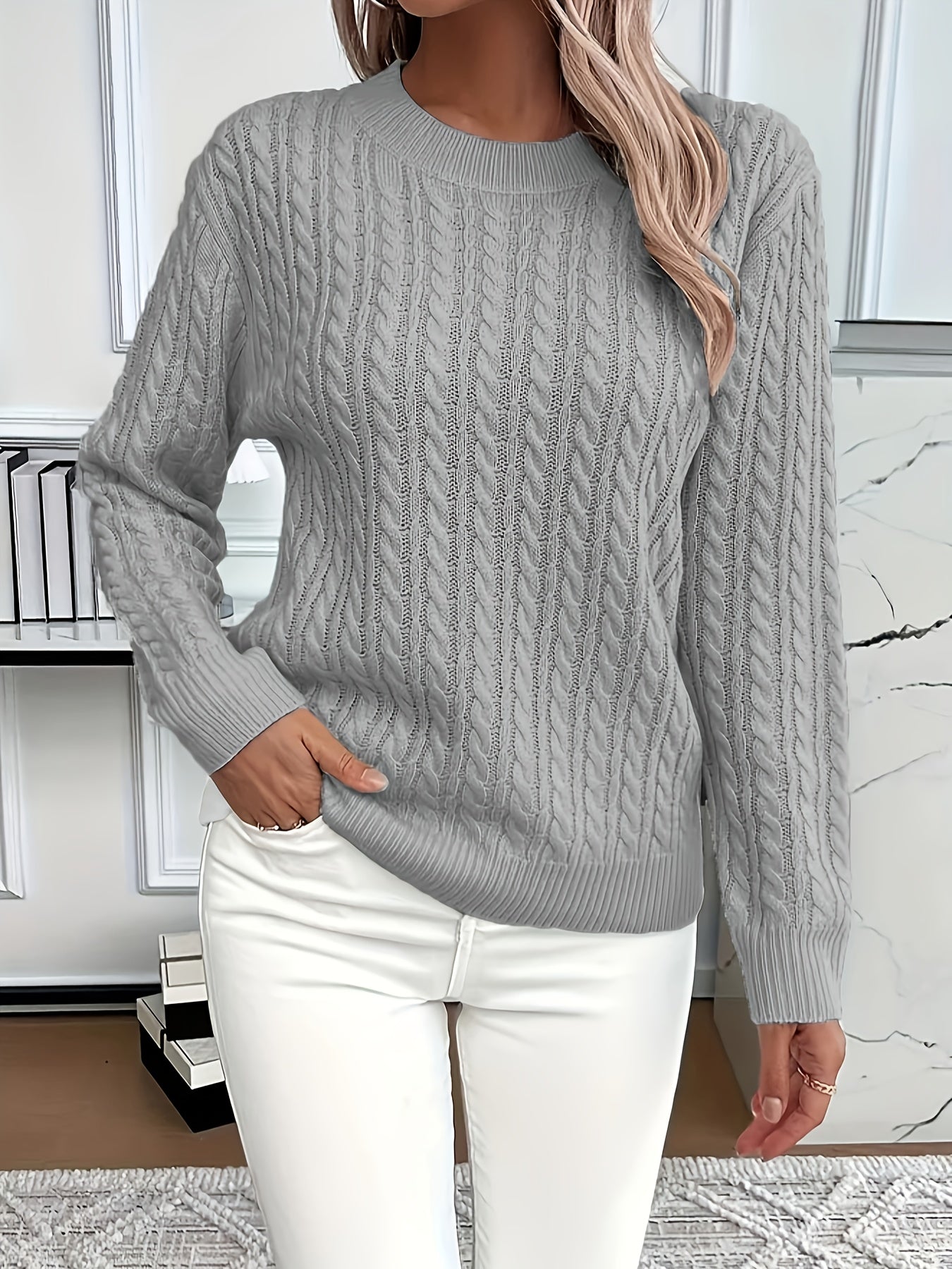 Bernila | Damen Kabelstrickpullover