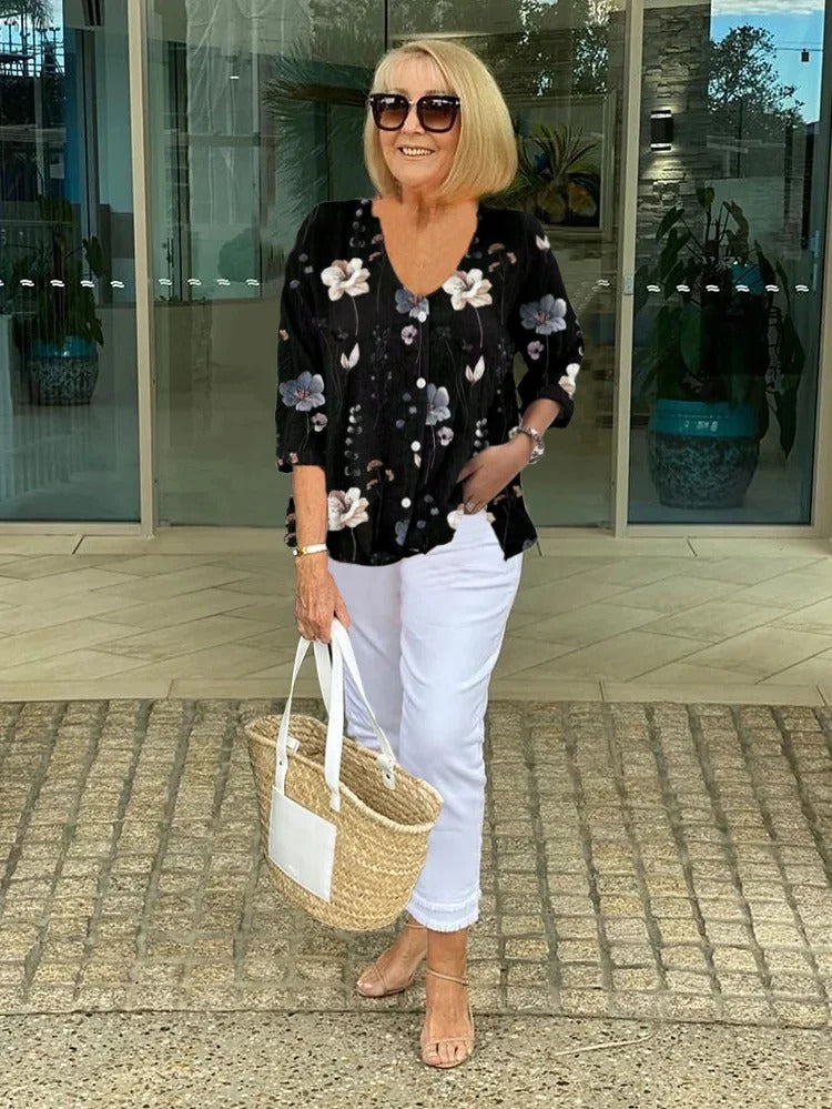 MARLENE | BLUMENBLUSE MIT KNÖPFE