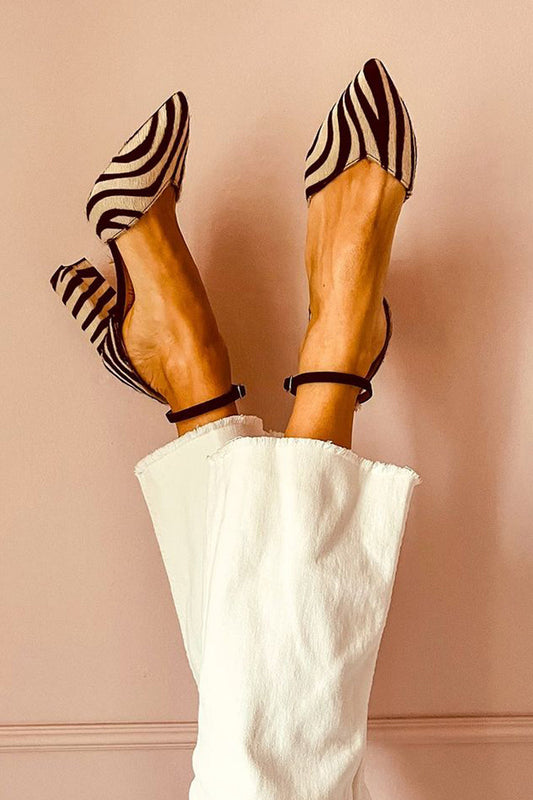 Mirai™ | Sandalen mit mittelhohem Absatz und Zebra-Print-Riemen