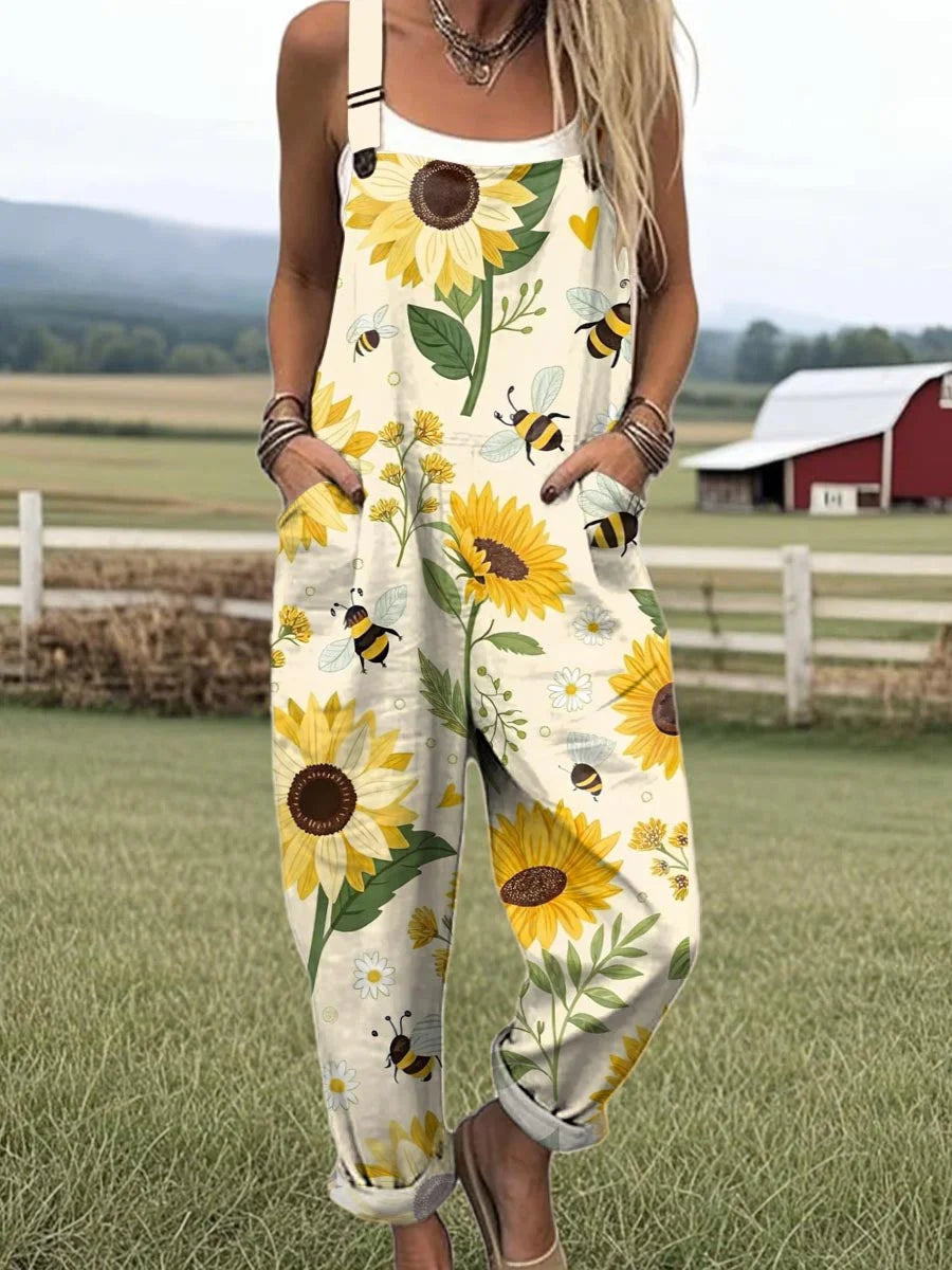 Vintage Floral Jumpsuit Damen - Müheloser Stil & Komfort für den ganzen Tag
