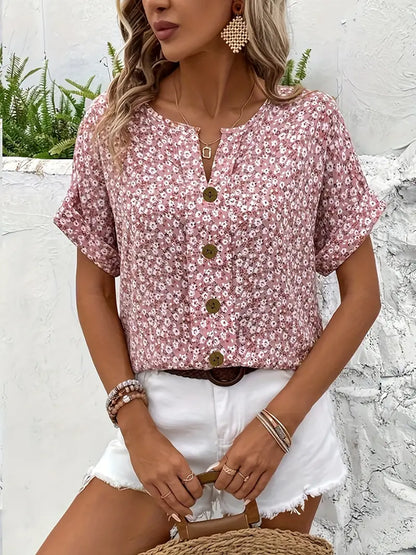 Cindy™ | Bluse mit floralem Druck und eingeschnittenem Kragen