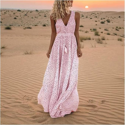 Ismena - Boho Polka Dot Maxi Kleid
