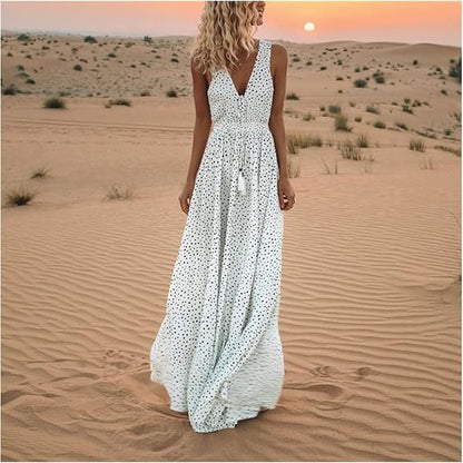 Ismena - Boho Polka Dot Maxi Kleid