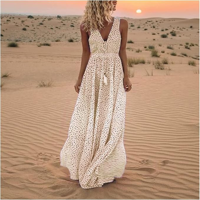 Ismena - Boho Polka Dot Maxi Kleid