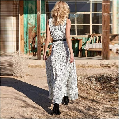 Ismena - Boho Polka Dot Maxi Kleid