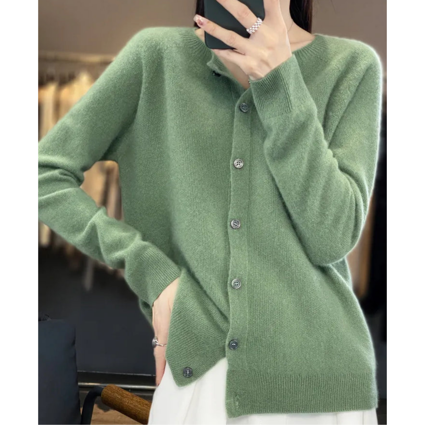 THARAH | Damen O-Ausschnitt Strickjacken-Pullover