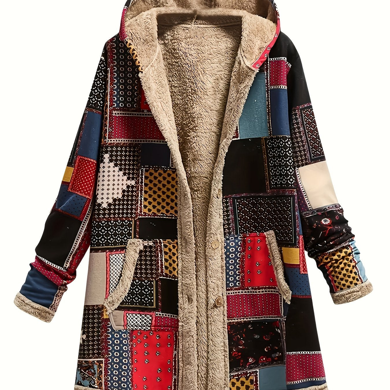 Arwen™ – Flauschige bedruckte Jacke mit Kapuze
