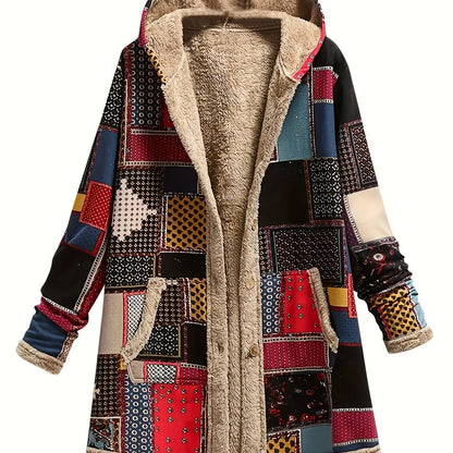 Arwen™ – Flauschige bedruckte Jacke mit Kapuze