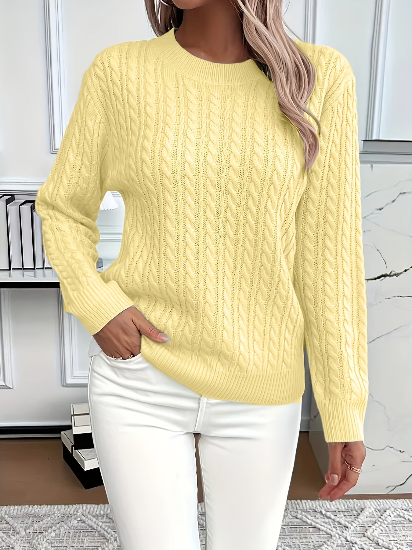 Bernila | Damen Kabelstrickpullover