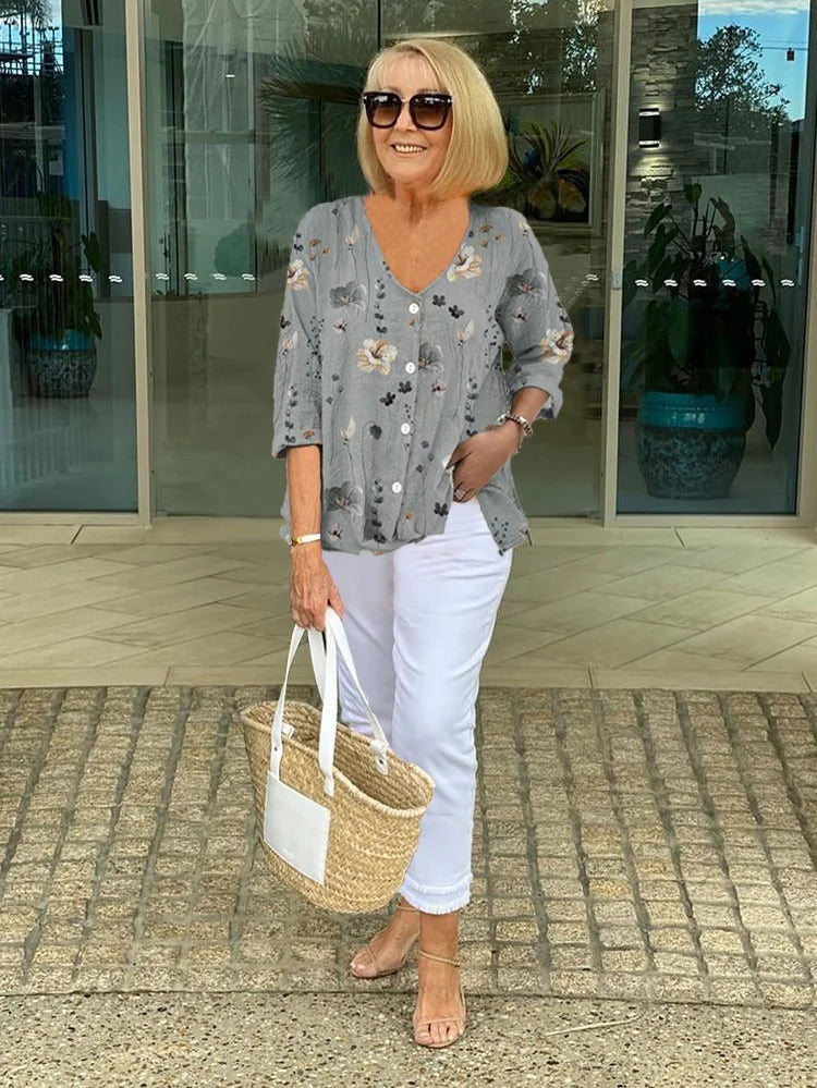 MARLENE | BLUMENBLUSE MIT KNÖPFE