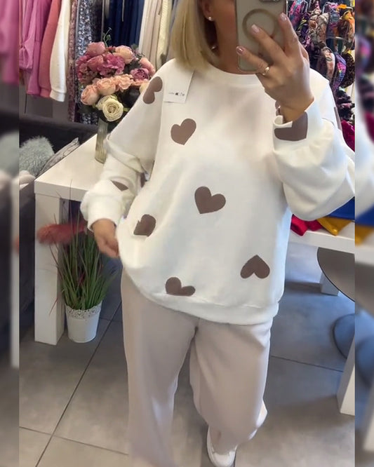 MILU | Baumwollmischung Pullover mit Herzen