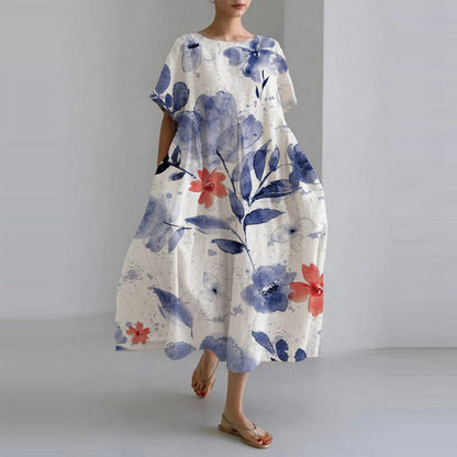 THARAH | Luxus locker sitzend Crew Rundhalsausschnitt Kleid