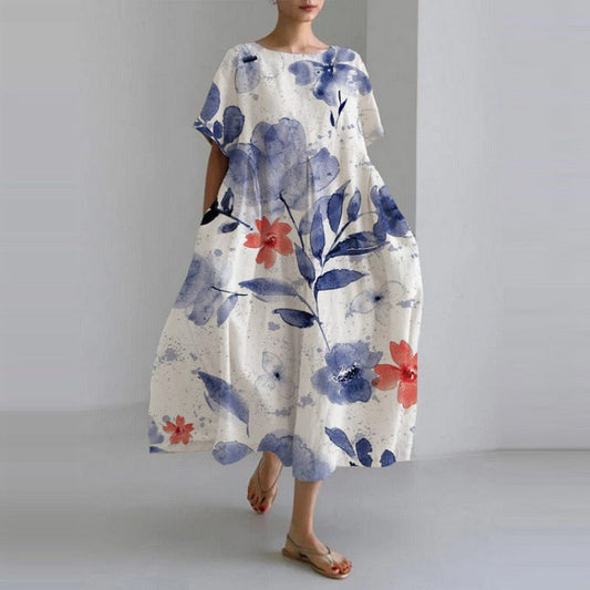 THARAH | Luxus locker sitzend Crew Rundhalsausschnitt Kleid