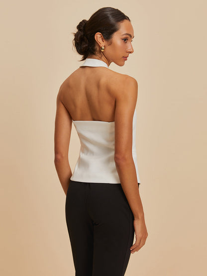 THARAH - Rückenfreies Tank-Top mit Kreuzkragen