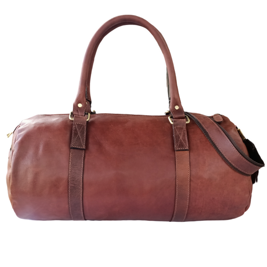 Hellbraune Leder-Duffel-Tasche