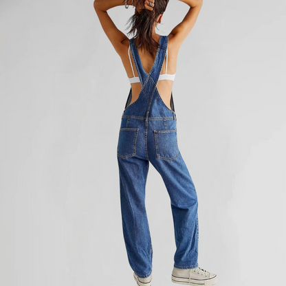 THARAH | Damen-latzhose aus denim mit cross-back-design