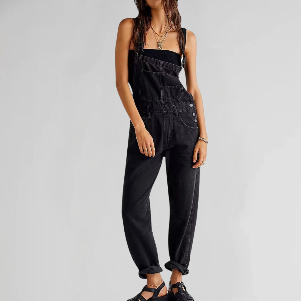 THARAH | Damen-latzhose aus denim mit cross-back-design