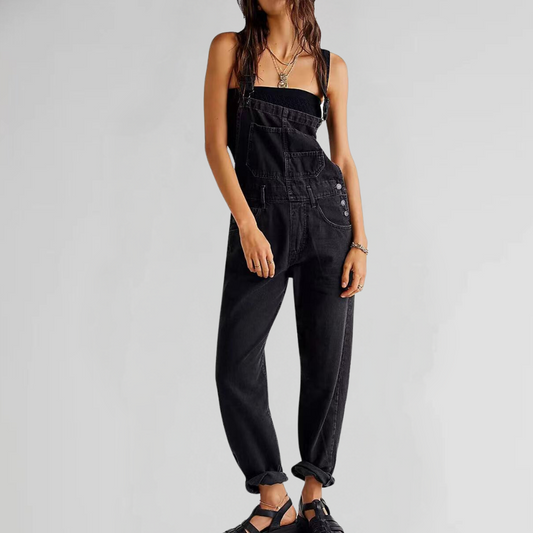 THARAH | Damen-latzhose aus denim mit cross-back-design