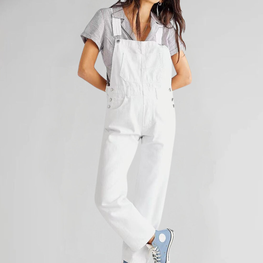 THARAH | Damen-latzhose aus denim mit cross-back-design