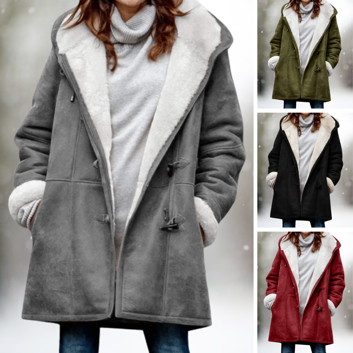 Amelia™ – Premium-Wildlederjacke mit Fleecefutter und Kapuze