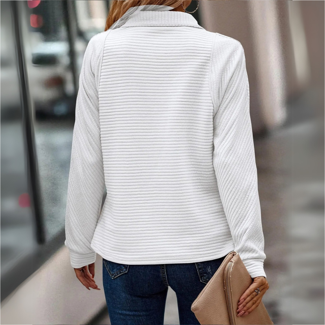 Suzanne | Halb-Reißverschluss Detaillierter Pullover
