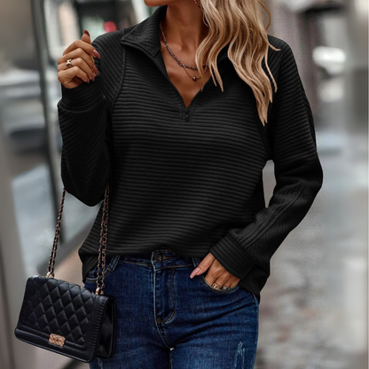 Suzanne | Halb-Reißverschluss Detaillierter Pullover
