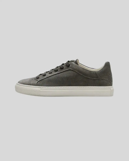 Elegante dunkelgraue Ledersneaker im Oxford-Stil für Herren