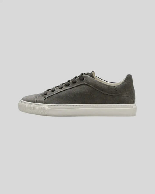 Elegante dunkelgraue Ledersneaker im Oxford-Stil für Herren