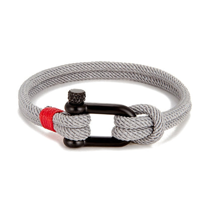Rope Herren-Armband aus schwarzem Edelstahl – Überlebensarmband in U-Form für Outdoor- und Rettungseinsätze