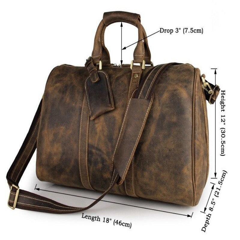 Herren Vintage Crazy Horse Leder Reisetasche