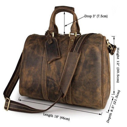 Herren Vintage Crazy Horse Leder Reisetasche