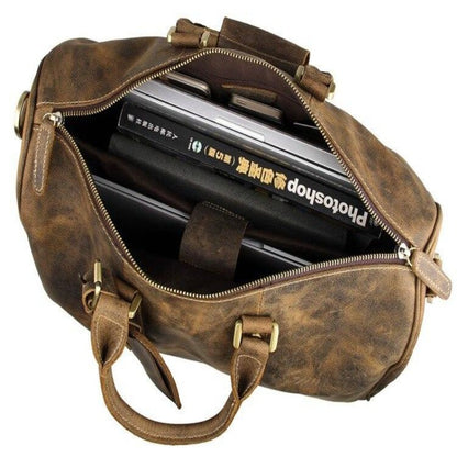 Herren Vintage Crazy Horse Leder Reisetasche