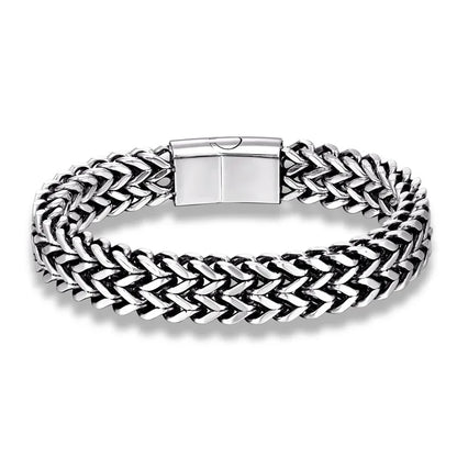 Gravitas Cuban Chain Bracelet – 12mm Wide Punk-Style Motorcycle Accessory in Stainless Steel, Bold and Durable Design for Men
