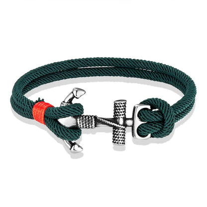 Nautilus Anchor Rope Bracelet – Double Strand Nautical Survival Style with Stainless Steel Navy Buckle, Waterproof Design for Men