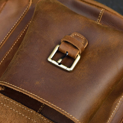 Unisex Crazy Horse Leder Rucksack